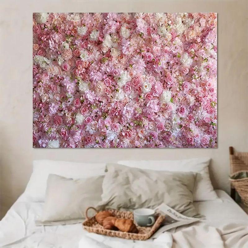 Pink Rose Flower Photo Backdrop Wall Tapestry Full Bloom Peony Carnation Floral Photography Background Romantic Bedroom