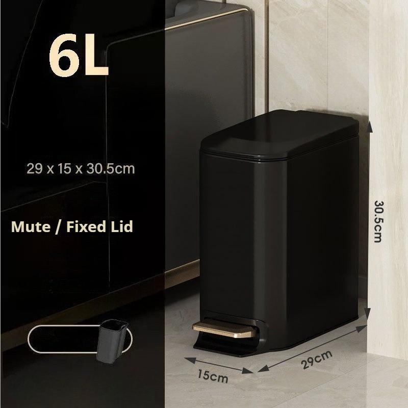 

Stainless Steel Trash Can Household Foot Operated Trash Cans Nordic Narrow Slit Garbage Bin Living Room Cleaning Accessories чёрный