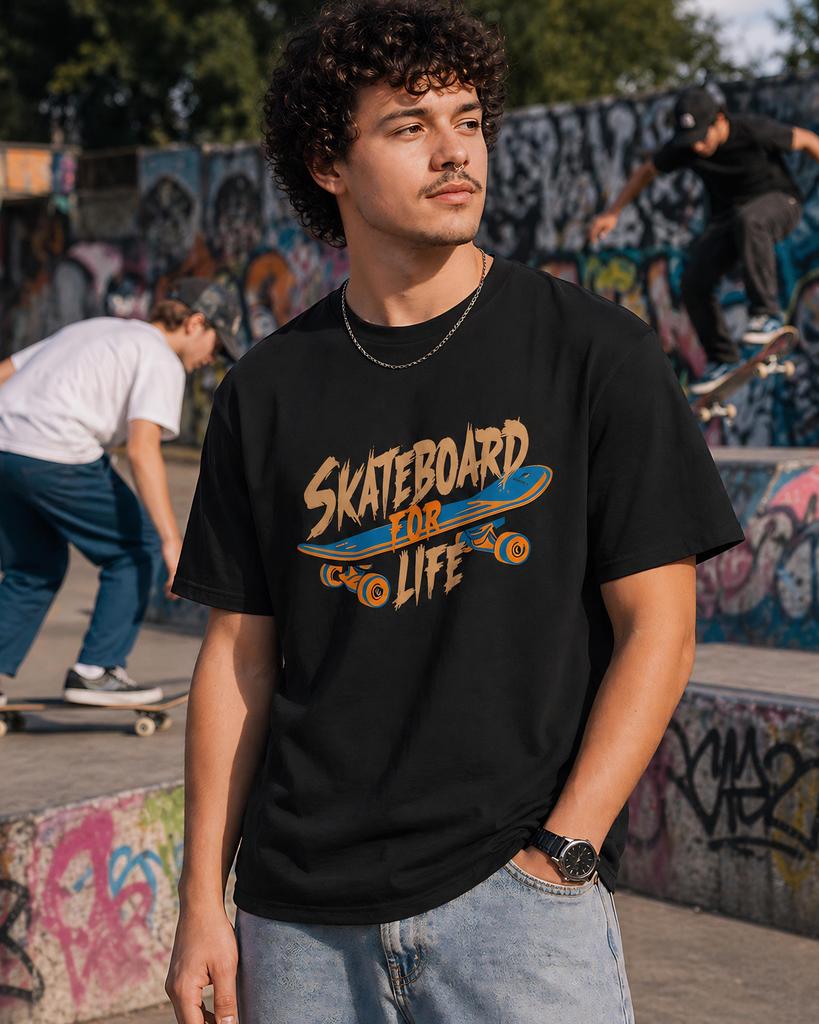 Skateboard for Life Graphic TShirt Skateboarding Street Style Tee Cotton Unisex Skater Shirt Highquality Fashionable Trendy