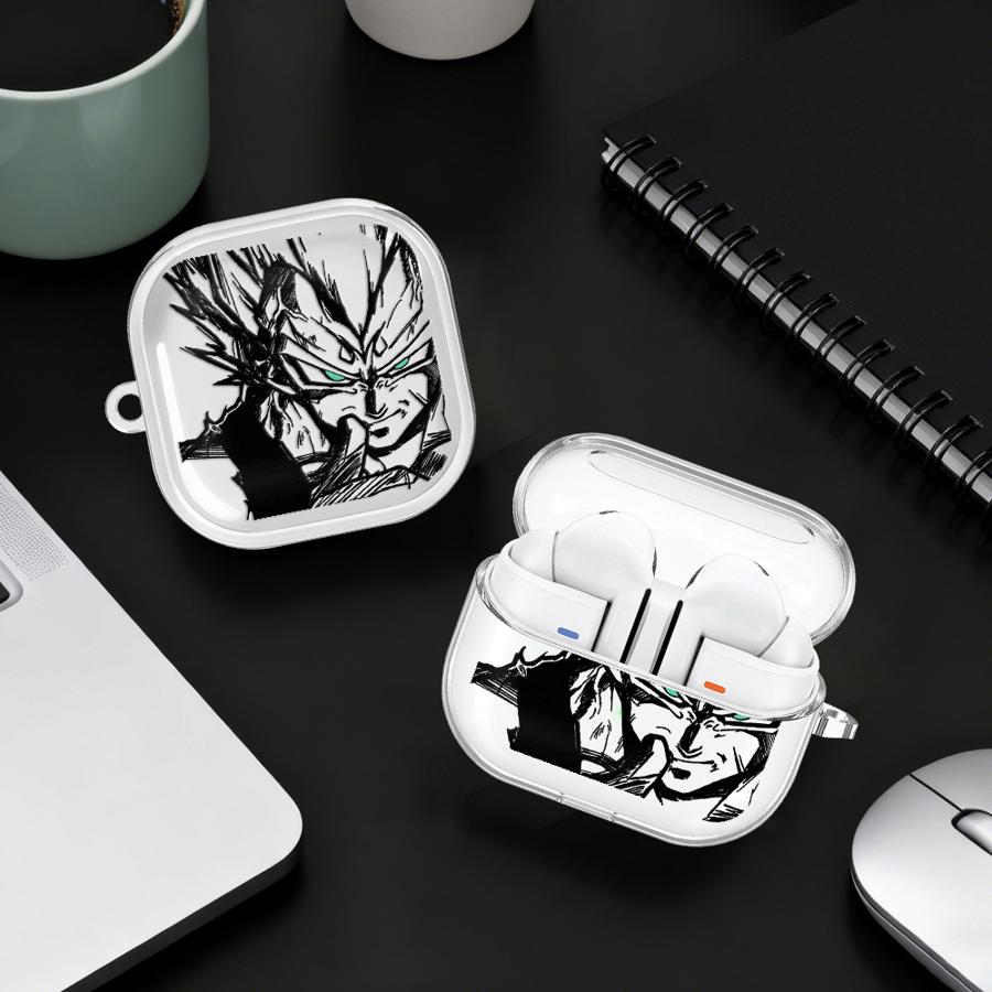 Clear Earphone Cases Cover With Hook Case For Samsung Galaxy Buds 3Pro Live 3 FE 2 4 Pro 4Pro 2Pro Dragons-Ball Gokus Vegeta