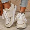 Fashion Fashion Black Platform Sports Shoes for Women Round Toe Lace Up Wedge Sneakers Woman Thick Sole Non Slip Casual Shoes Plus Size