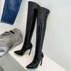 Sexy Thigh High Boots For Women Sexy Point Fetish Party Shoes Lady Heels Over the Knee Boots Red Black Leather Winter Long Boots