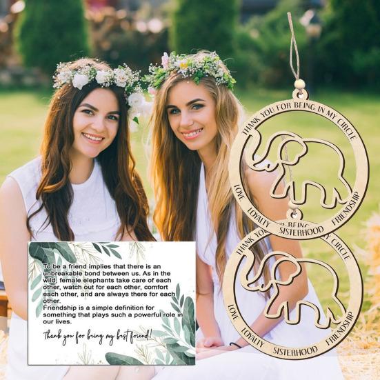 Підвіска-слон дружби Yousheng Дерев'яна підвіска-слон сестринства Символ дружби Слон-орнамент Подарунок для найкращих друзів