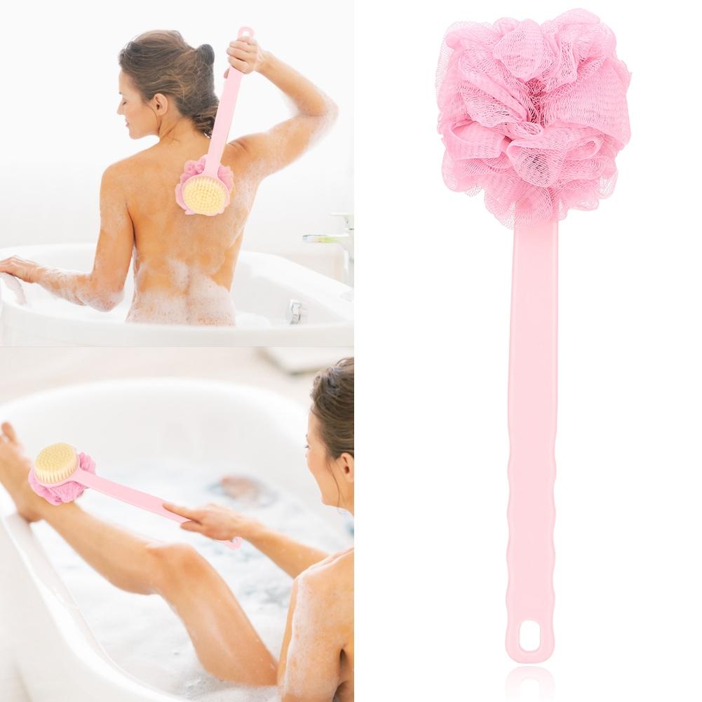 Long Handle Bath Shower Ball Brush Mesh Sponge Body Brush with Hang Hole