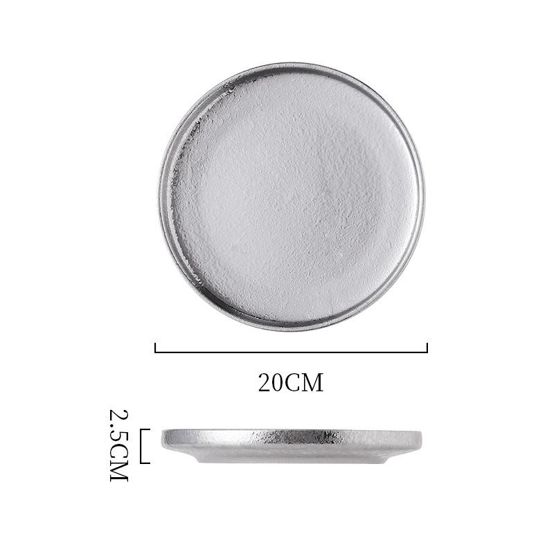 Electroplated Ceramic Plate Gold And Silver Plate Pendulum Decorative Plate Western Food Nordic Disc Light Luxury Tableware