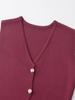 2024 Autumn Women's Fashion Knit Top with Gold Button Detail - European & American Style, Simple Design