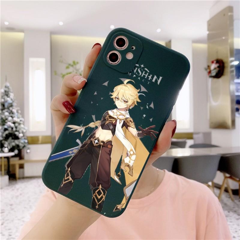 Genshin Design Phone Case For IPhone 14 11 12 13 Pro Max X XR XSMax 6 6S 7 8 Plus SE 2022 Soft Square Color Phone Cover