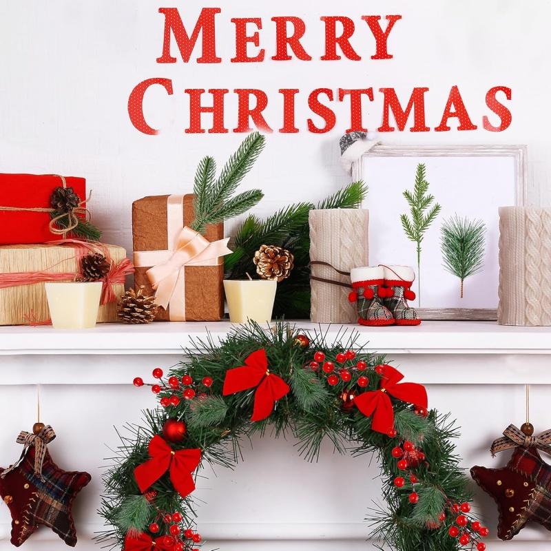 60x Christmas Artificial Pine Branches Red Berry Greenery Pine Picks Home Decor