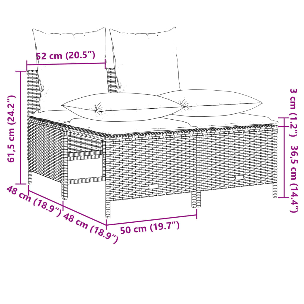 4 Piece Garden Sofa Set with Cushions Brown Poly Rattan