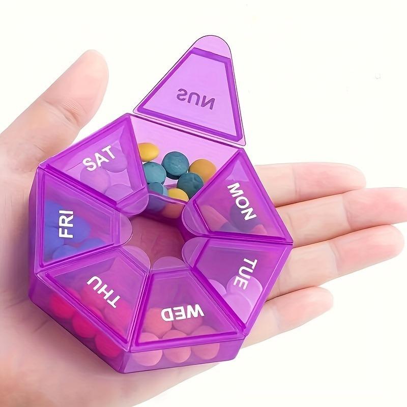 Convenient 7-Grid Pill Box Organizer with Rainbow Colors, Perfect for Weekly Medication, 3pcs