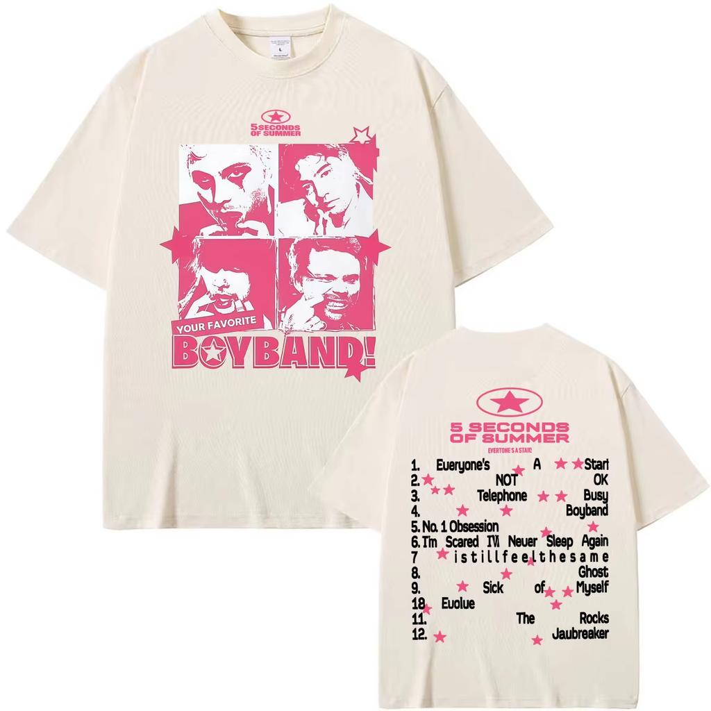 5 Seconds of Summer Everyone's A Star World Tour 2026 T Shirt Men Women Fashion Hip Hop Rock Punk Oversized Short Y2k Short Sleeves Classic