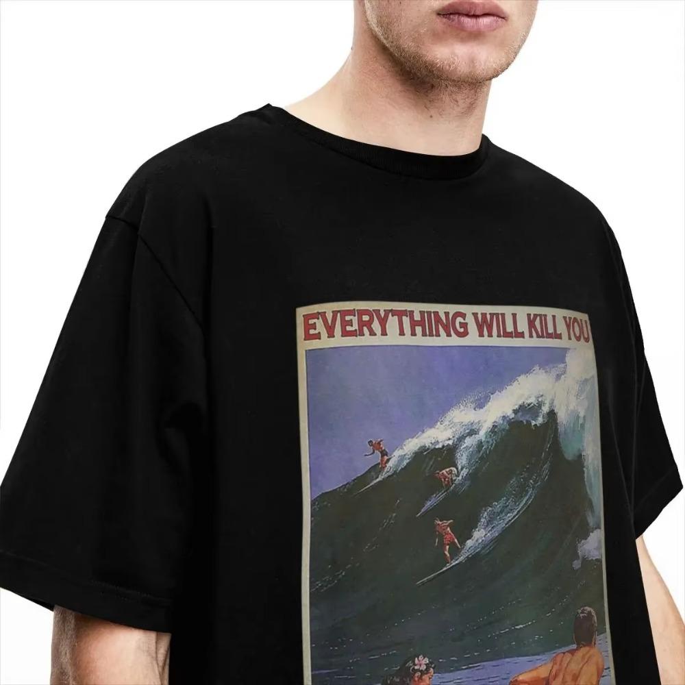 Men Women's Board Surfing Graphic Printed Tee Shirt Apparel Vintage Cotton Sport Surf Lover Fan T Shirt Tee Clothing Summer