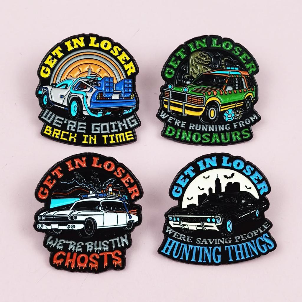 Retro Cartoon Car Brooch: Colorful English Letter Metal Badge - Perfect for Backpacks and Sedan Decoration