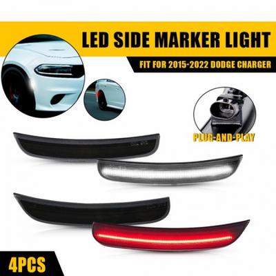 Smoked LED Side Marker Lights White Red For 2015- Dodge Charger 68214126AA