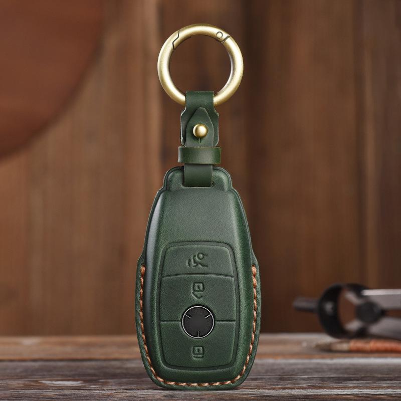 Retro and Old Style Handmade Real Cowhide Car Key Cover Is Suitable for Mercedes-Benz Bag Case.