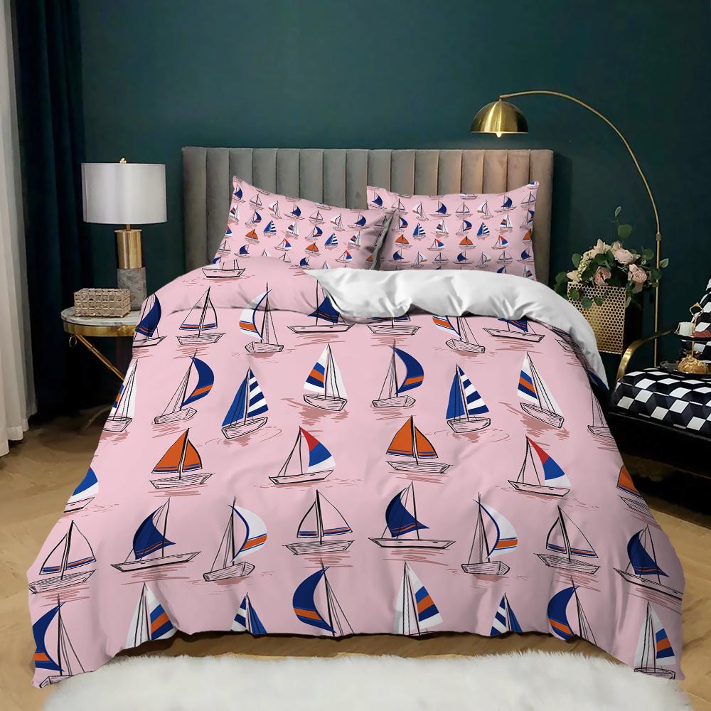 

Nautical Boat Sail Sea Blue Duvet Cover Bedding Set Comforter Linen Pillowcases For Kids Adults Single Double King Queen 2pc65x65cmpillowcase