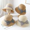Korean Style Plaid Bowknot Bucket Hat Woven Sunshade Versatile Women's Summer Sunhat Fashionable Outdoor Protection