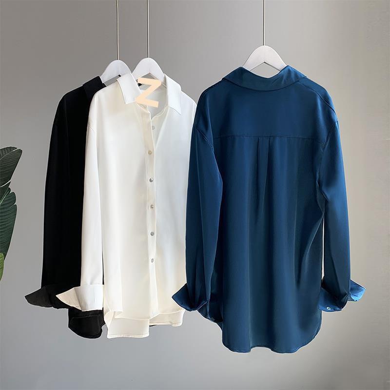 Drap Shirt Women's Spring and Autumn Temperament, Foreign Style, Retro Hong Kong Style, Fashion, Shirt, Women's Long Sleeves