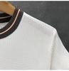 Summer Men's White Striped Short-Sleeve Knit Top