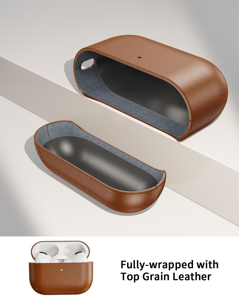 Oatsbasf Genuine Leather Earphone Cases for AirPods Pro 3 Luxury Protective Cover Case for Airpods Pro 3 Shockproof with Hook