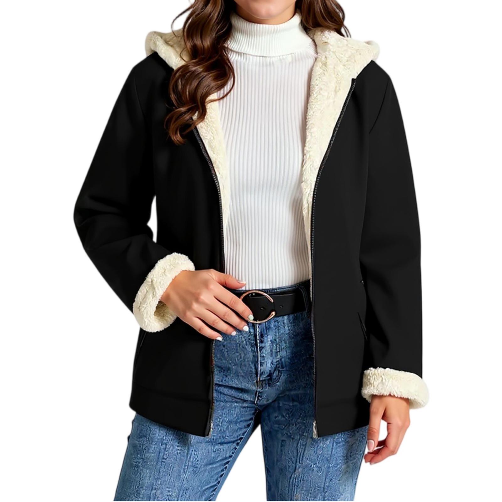 

Women s Solid-color Fashionable Long-sleeved Top Coat XL чёрный