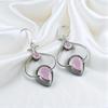 Rose Chalcedony Gemstone 925 Sterling Silver Jewelry Handcrafted Earrings 2.2" EE-80-15