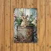 Metal Poster Easter Vintage Sign Rabbit Engraving 2D Wall Art for Living Room