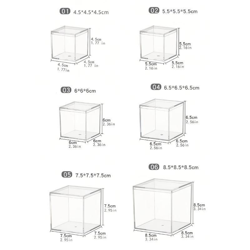 8pcs Transparent Acrylic Box Set with Lid Dustproof Lidded Square Plastic Storage Container Versatile Home Organization Supplies