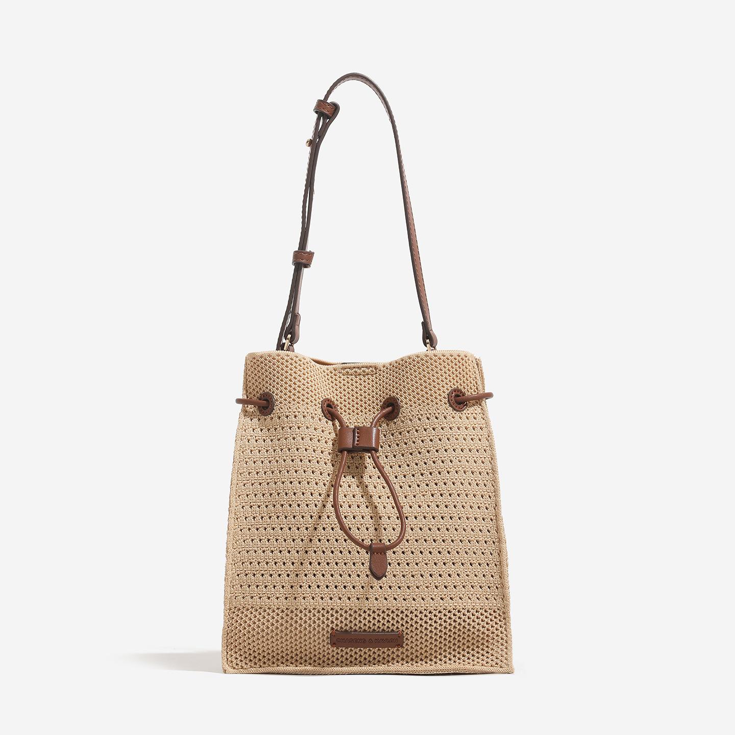 

Large Capacity Drawstring Bucket Bag, Women s Summer Super Hot Vacation Child Mother Bag, Beach Bag, Single Shoulder Crossbody Bag бежевый