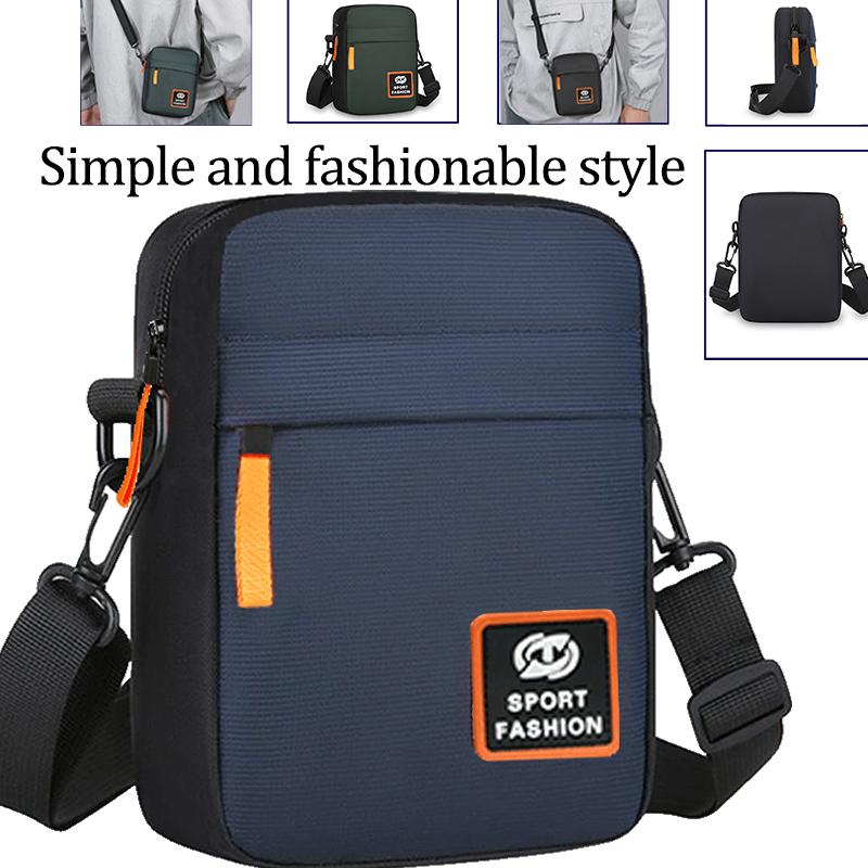 Men Oxford Fabric Sport Crossbody Bag Lightweight Multifunction Adjustable Strap Casual Daily Outdoor Work Travel Shoulder Bag