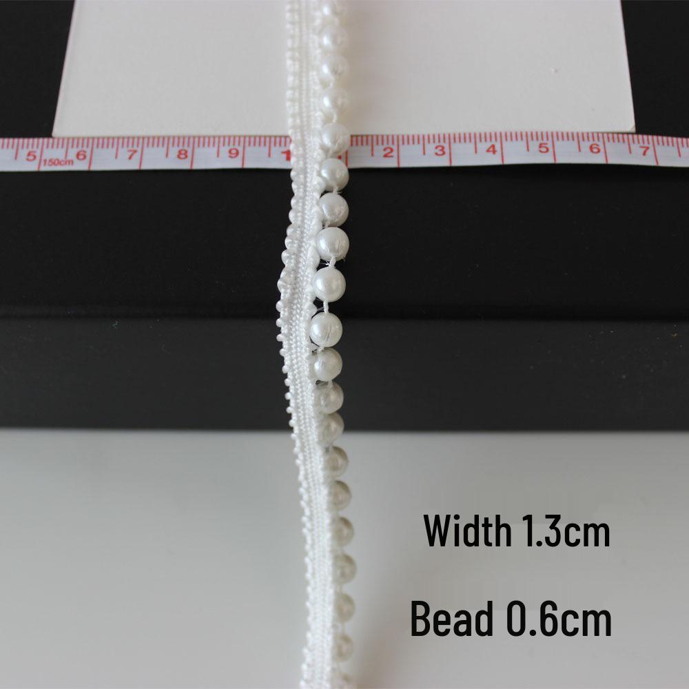 Cottontime Off-White Mesh Ribbon Beads with Pearl Lace Decorative Accessories for Clothing