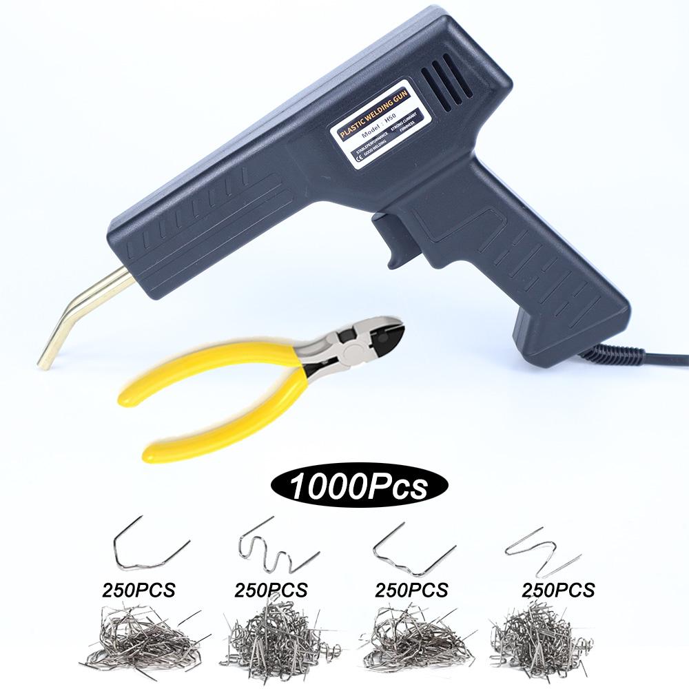 50W Plastic Welder, Hot Stapler Electric Soldering Iron Tools, 1000/200PC Staples, Car Bumper Repair Kit DIY Home Plastic Repair
