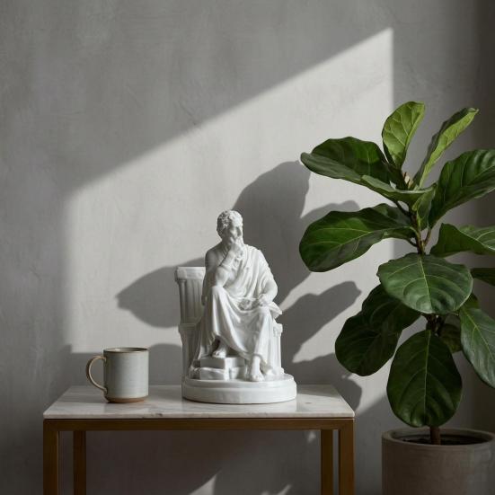 Ornaments with Philosopher Shape Stable Base 3D Printed Sculpture Retro Literary Desktop Decoration for Study Room Office Entrance Hall