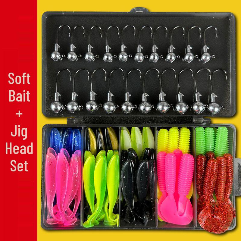 

Набор крючков с джиг-головкой и мягкой приманкой с закрученным хвостом для дальнего заброса и ловли окуня 10 Soft Baits/Random Color with Box
