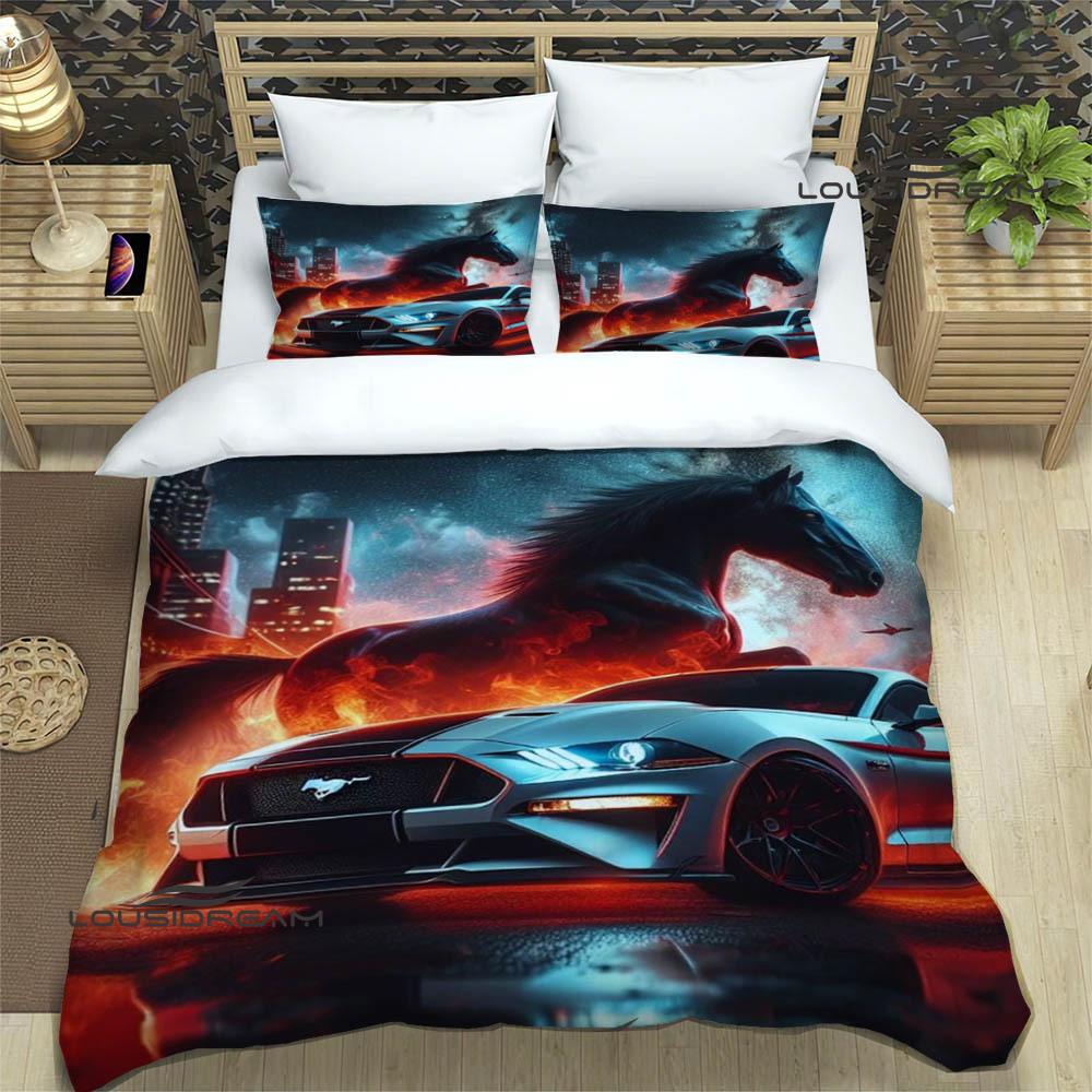 3D M-Mustang logo samochodu Pościel wykwintny zestaw pościeli poszewka na kołdrę zestaw kołdry pościel luksusowy prezent urodzinowy