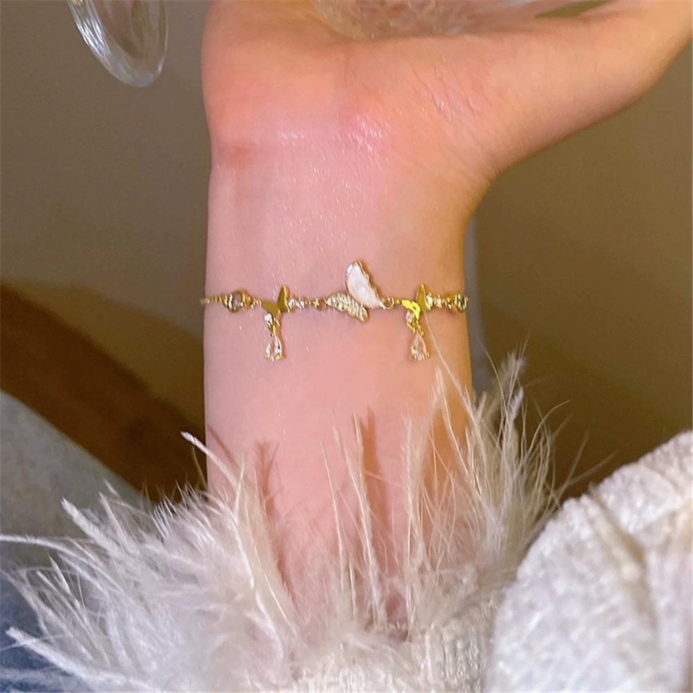 Křišťálové Módní Bílé Zirkonové Motýlkové Náramky Pro Ženy Trendy Zlaté Barvy Náramky Svatba