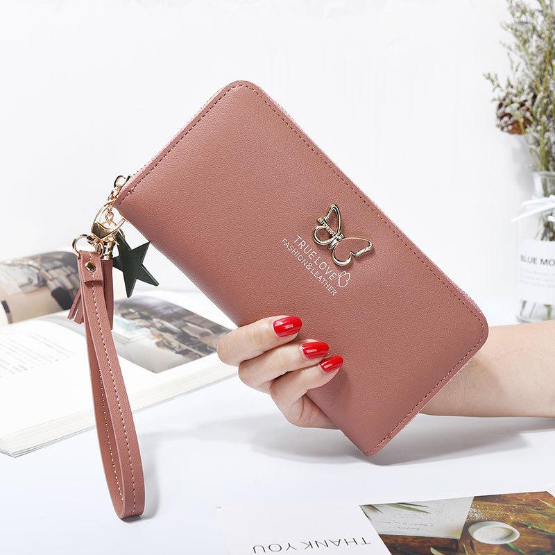 Women Long Zipper Coin Purses Tassel Design Clutch Purse Female Money Credit Card Holder Butterfly Luxury Brand Leather Wallets