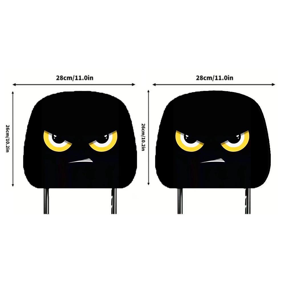 Nya 2 st Svarta Parodi Bil Dekoration Nackstödsskydd Festlig Atmosfär Rolig och Kreativ Dubbelsidigt Tryckt Nackstöd