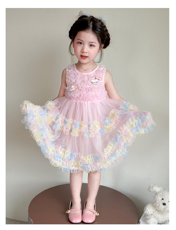 Girls' Summer Dress 2026 New Stylish Beautiful Baby Girl Vest Mesh Skirt Summer Children's Princess Skirt