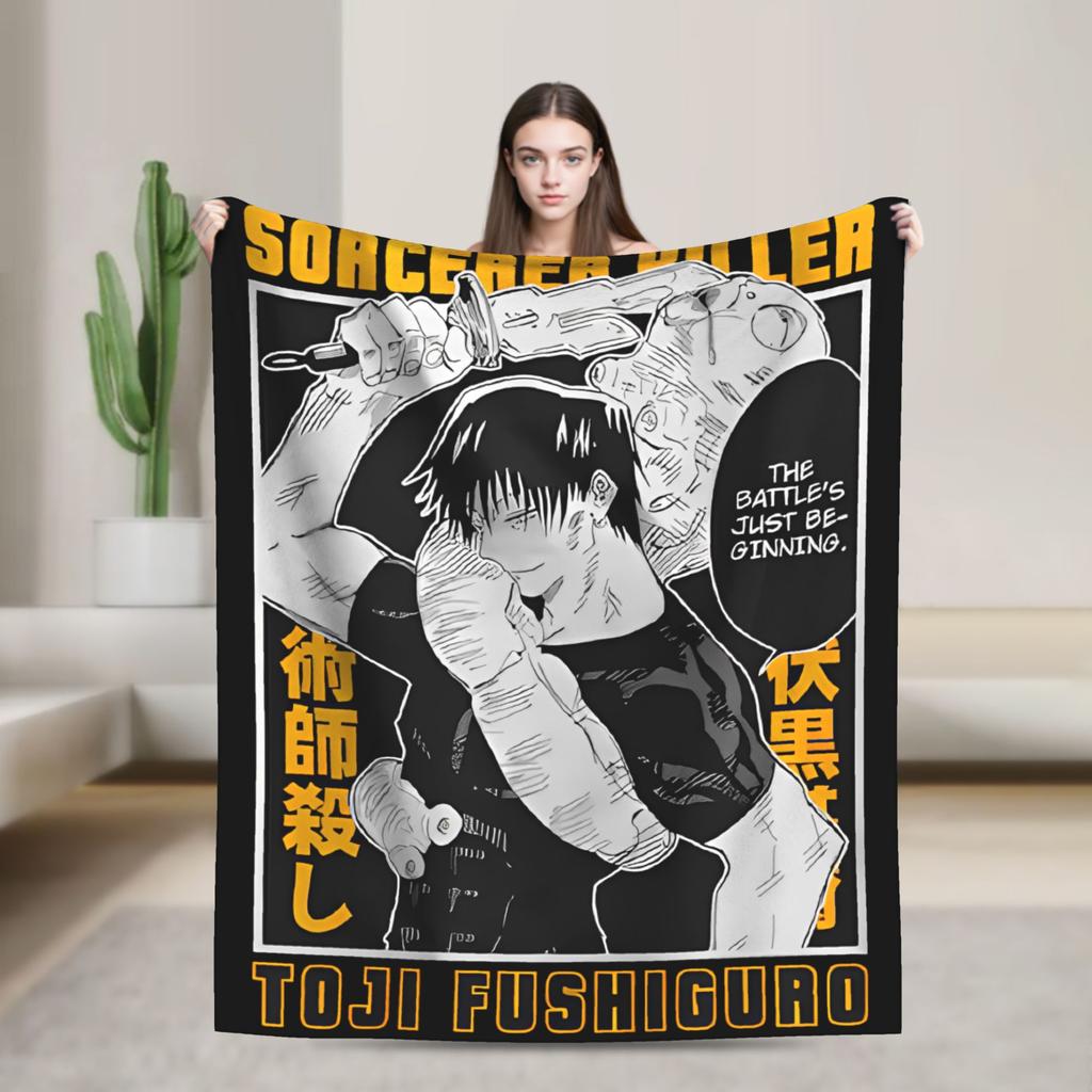 Anime Jujutsu Kaisen Toji Blanket Velvet Decoration Breathable Ultra-Soft Throw Blanket for Home Travel Bedspreads
