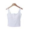 New Arrivals Open Run Slim Fit Square Neck Front Button Strap Top