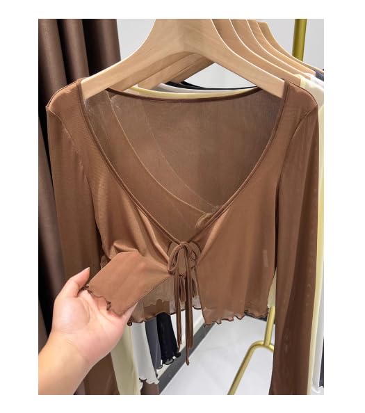 [Pro Dance] ProDance Chest Ribbon Brown Ballet Tops Adults Mesh