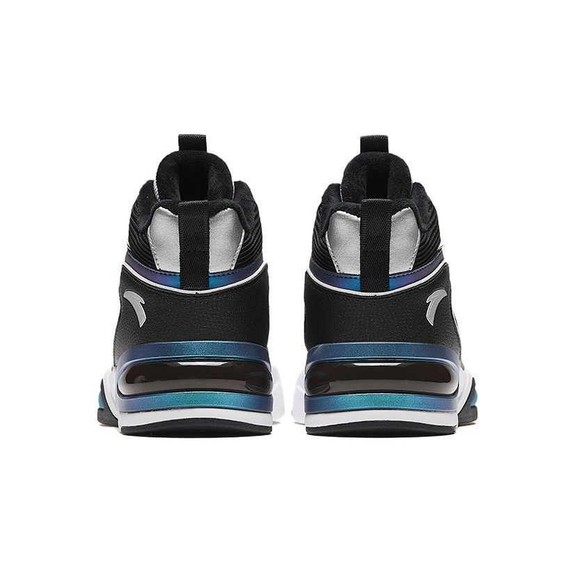 Anta Kids Warm Fleece Shock Absorbing Wear Resistant Low Top Basketball Shoes Kids sneaker Black White Blue 312346928-2