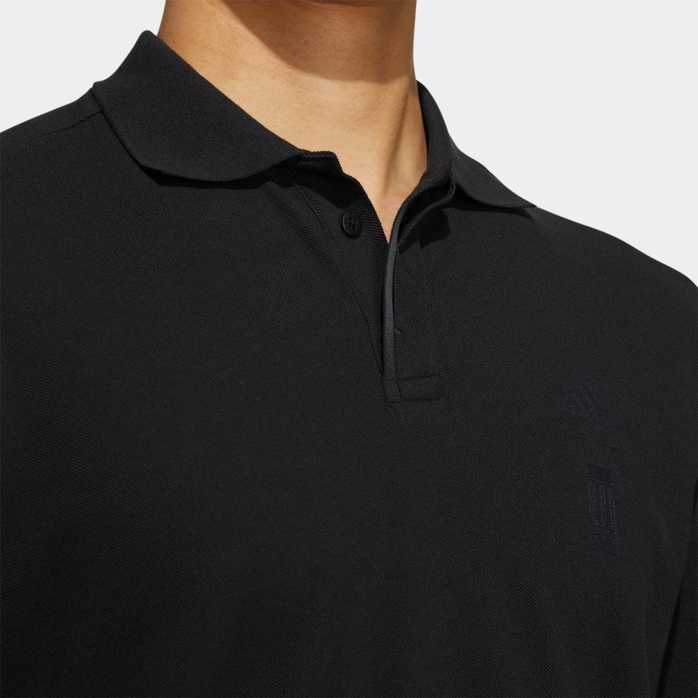 Adidas Pure Color Casual Mini-Logo Print Short Sleeve Polo Shirt Men Tops Black HM2952