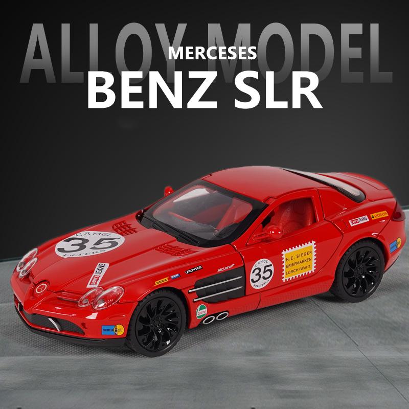 1/24 Mercedes-Benz SLR Legierungsauto Modell Sound und Licht Pull Back Kinderspielzeug Sammlerstücke Geburtstagsgeschenk