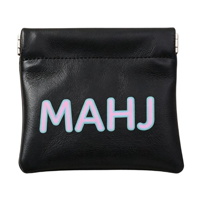 PU Leather Mahjong Score Card Pouch with Auto-Close Spring Frame, Small Storage Case for Home Table Use and Travel