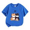 Kids Boys Girls Crew Neck Short Sleeve 100% Cotton T-shirt, Cute Cartoon Shiba Inu Couple Surprised Print Casual Soft Breathable Summer Tee for Childr