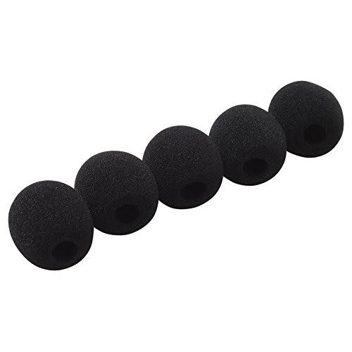 GONKISS Microphone Sponge Windscreen for Lapel Microphones, Large Speakers, 5-Piece Set, Black