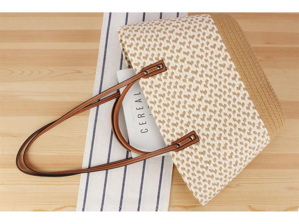 Bohemian Handmade Woven Shoulder Bag - Large Capacity, Casual Minimalist Style for Seaside Vacations and Everyday Use.