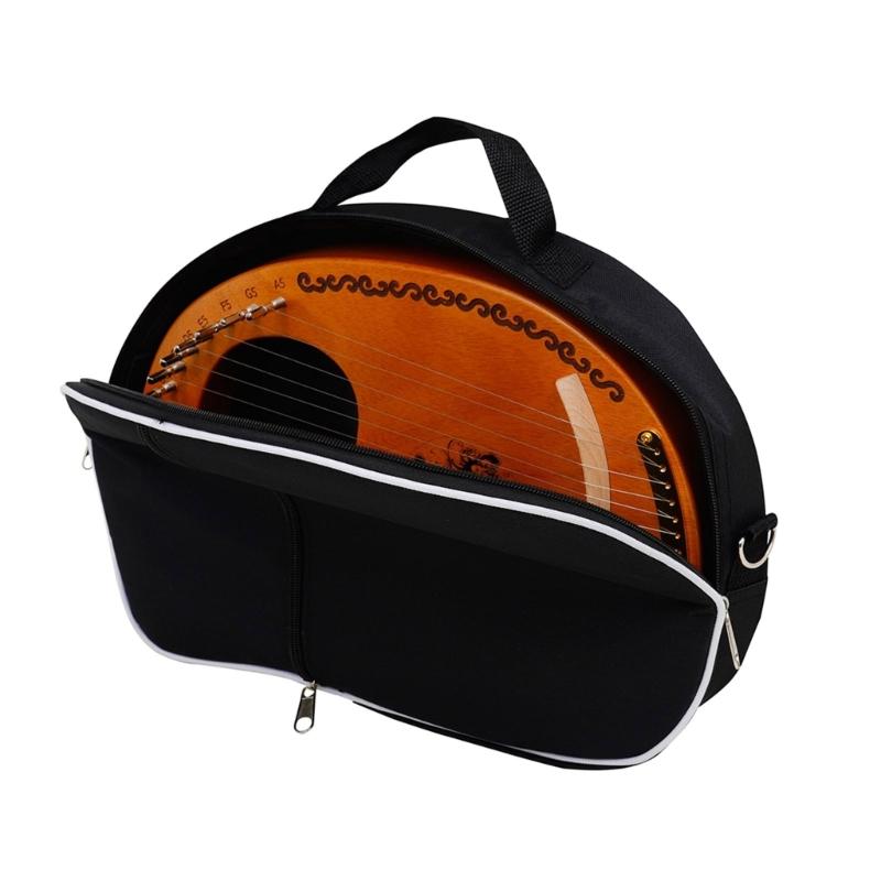 Bolsa Estojo Impermeável Acolchoada para Lira com Bolsos para Transporte de Instrumento Musical para Lira Harpa de 7/10/16 Cordas